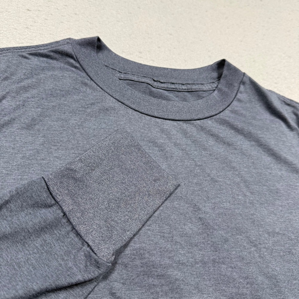 Unbranded Heathered Gray Long Sleeve Crewneck Pullover Top Banded Cuffs Hem